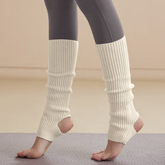 Yoga socks white stacking socks women's 2025 new thin foot stepping dance socks leg guard antibacterial knitted calf socks