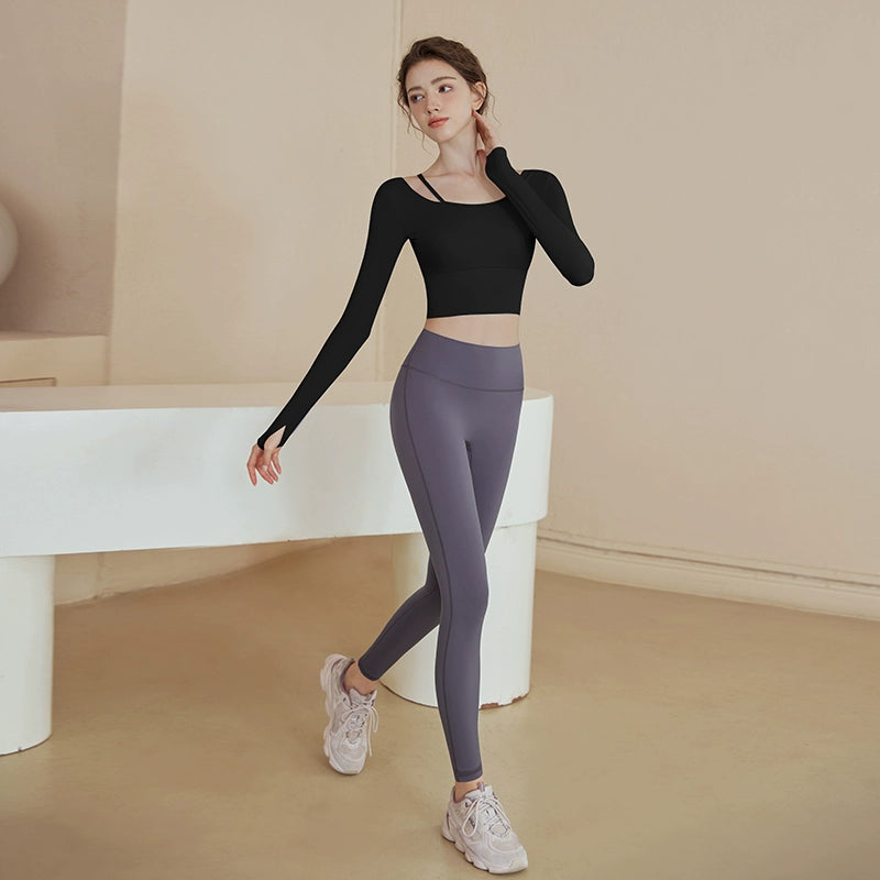 Yoga clothes women's suit 2025 new spring and autumn long-sleeved sports top professional running training Pilates fitness clothes