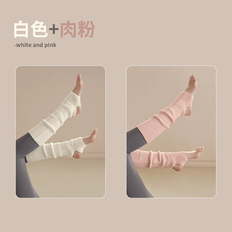 Yoga socks white stacking socks women's 2025 new thin foot stepping dance socks leg guard antibacterial knitted calf socks