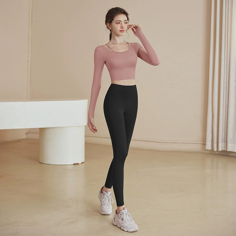 Yoga clothes women's suit 2025 new spring and autumn long-sleeved sports top professional running training Pilates fitness clothes