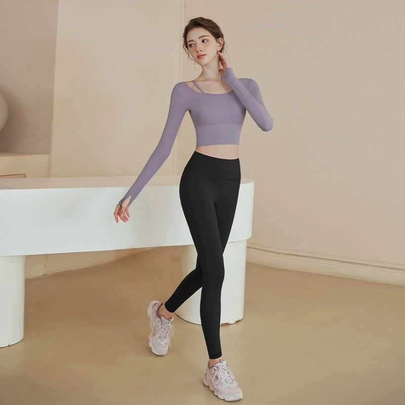 Yoga clothes women's suit 2025 new spring and autumn long-sleeved sports top professional running training Pilates fitness clothes