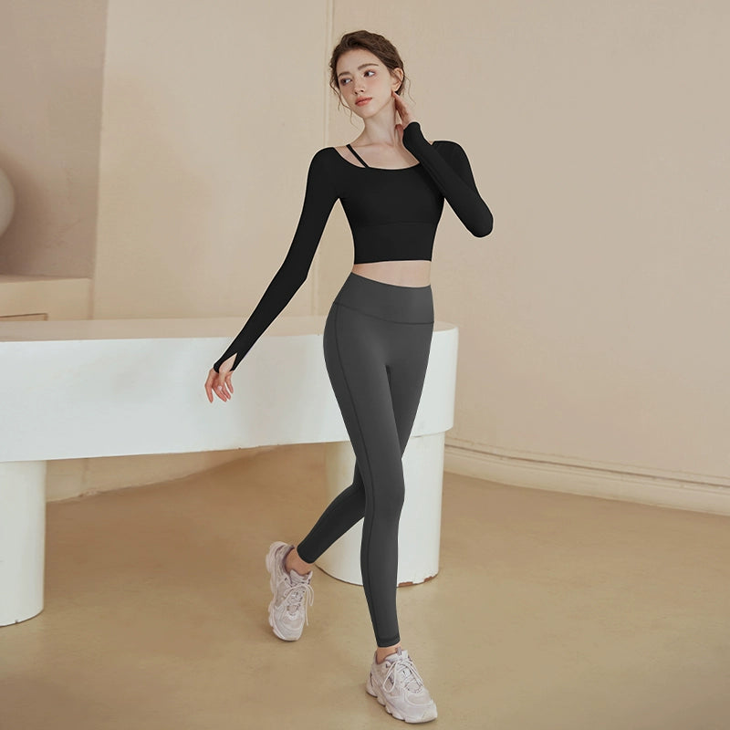 Yoga clothes women's suit 2025 new spring and autumn long-sleeved sports top professional running training Pilates fitness clothes