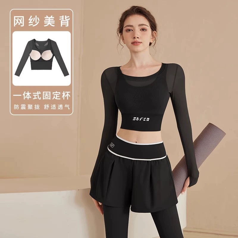 Yoga clothes women's short sleeves new summer senior fitness top Pilates training running sports suit