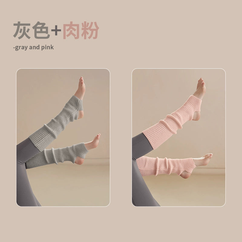 Yoga socks white stacking socks women's 2025 new thin foot stepping dance socks leg guard antibacterial knitted calf socks