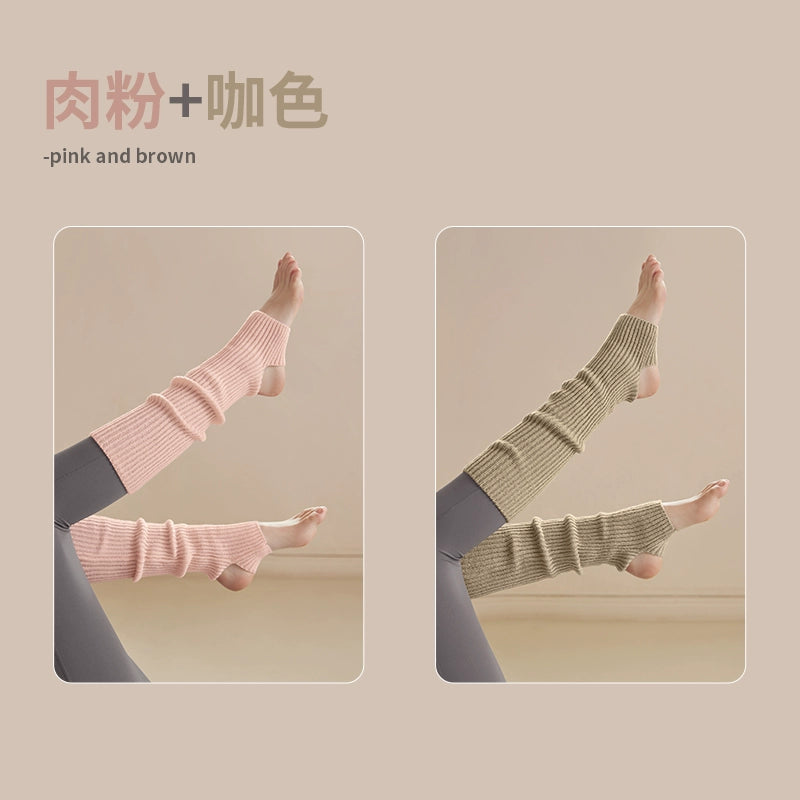 Yoga socks white stacking socks women's 2025 new thin foot stepping dance socks leg guard antibacterial knitted calf socks