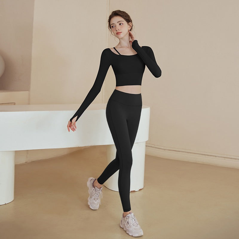 Yoga clothes women's suit 2025 new spring and autumn long-sleeved sports top professional running training Pilates fitness clothes